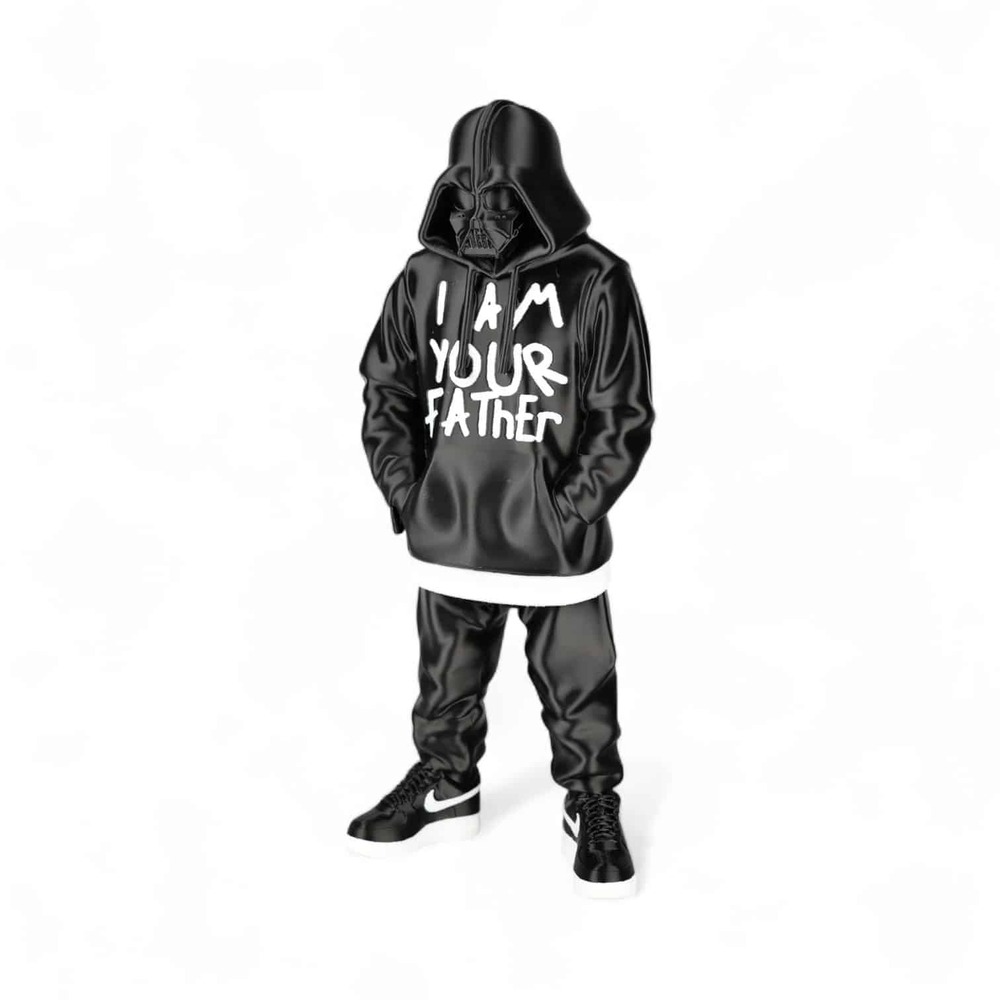 Urban 3D Printed Darth Vader Figurine – Streetwear Hoodie Collectible, Urban Art